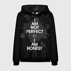 Толстовка-худи мужская I am not perfect, but I am honest, цвет: 3D-черный