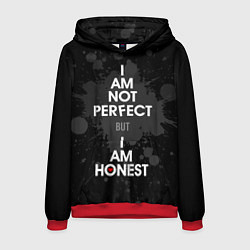 Толстовка-худи мужская I am not perfect, but I am honest, цвет: 3D-красный