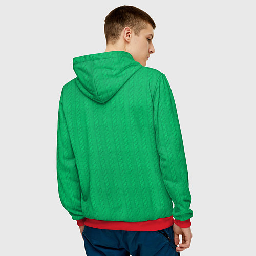 Мужская толстовка Зеленый вязаный свитер / 3D-Красный – фото 4
