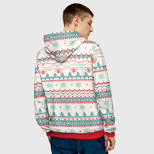 Мужская толстовка Новогодний свитер, но без оленей / 3D-Красный – фото 4