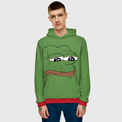 Толстовка-худи мужская Лягушонок Pepe грустит, цвет: 3D-красный — фото 2