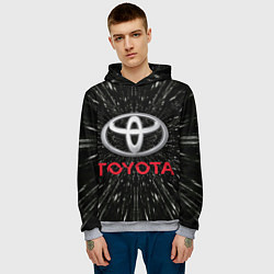 Толстовка-худи мужская Тойота, эмблема, автомобильная тема, цвет: 3D-меланж — фото 2