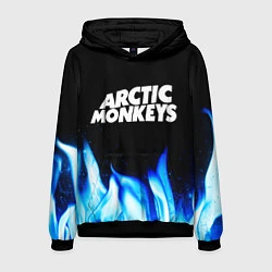Толстовка-худи мужская Arctic Monkeys blue fire, цвет: 3D-черный