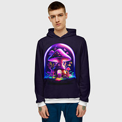 Толстовка-худи мужская Волшебный неоновый гриб в банке, цвет: 3D-белый — фото 2