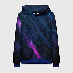 Толстовка-худи мужская Звёздное абстрактное фиолетовое небо, цвет: 3D-синий