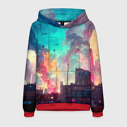 Толстовка-худи мужская Разъяренный город, цвет: 3D-красный