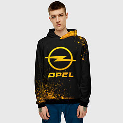 Толстовка-худи мужская Opel - gold gradient, цвет: 3D-черный — фото 2