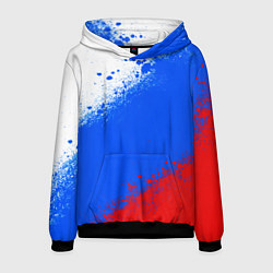 Толстовка-худи мужская Флаг России - триколор, цвет: 3D-черный