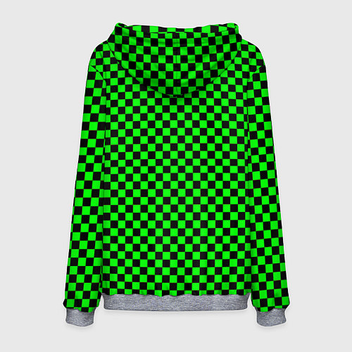 Мужская толстовка Зелёная шахматка - паттерн / 3D-Меланж – фото 2