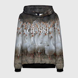 Толстовка-худи мужская Стая гусей - Gussi, цвет: 3D-черный