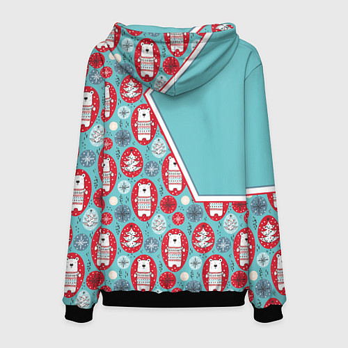 Мужская толстовка Новогодние мишки / 3D-Черный – фото 2