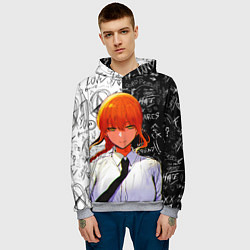 Толстовка-худи мужская Макима в костюме - Человек бензопила, цвет: 3D-меланж — фото 2