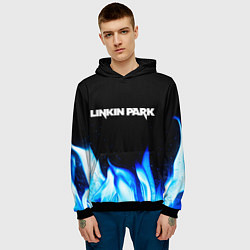 Толстовка-худи мужская Linkin Park blue fire, цвет: 3D-черный — фото 2