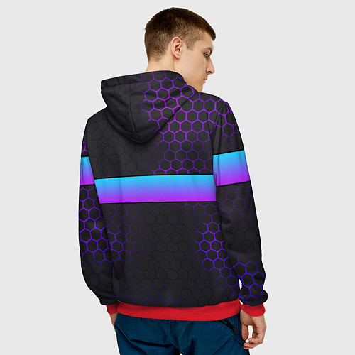 Мужская толстовка Макс всегда прав - неоновые соты / 3D-Красный – фото 4