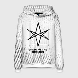 Толстовка-худи мужская Bring Me the Horizon с потертостями на светлом фон, цвет: 3D-белый