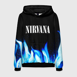 Толстовка-худи мужская Nirvana blue fire, цвет: 3D-черный