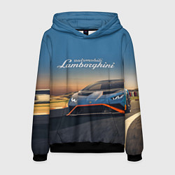 Толстовка-худи мужская Lamborghini Huracan STO - car racing, цвет: 3D-черный