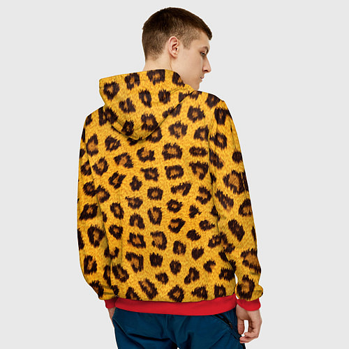 Мужская толстовка Текстура леопарда / 3D-Красный – фото 4