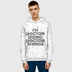 Толстовка-худи мужская Im doing doctor things: на светлом, цвет: 3D-белый — фото 2