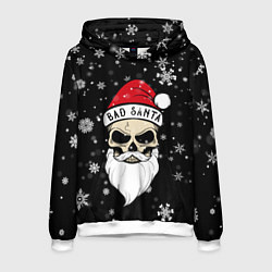 Толстовка-худи мужская Christmas Bad Santa, цвет: 3D-белый