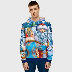 Толстовка-худи мужская Дед Мороз со Снегуркой, цвет: 3D-синий — фото 2