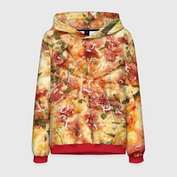 Толстовка-худи мужская Вкусная пицца, цвет: 3D-красный