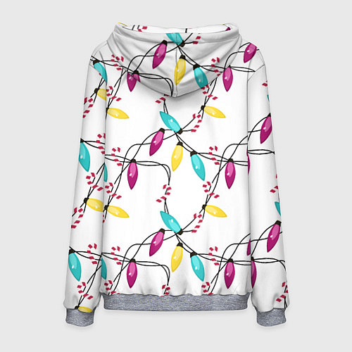 Мужская толстовка Новогодняя гирлянда белая / 3D-Меланж – фото 2