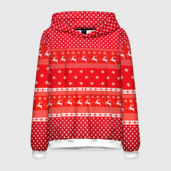 Толстовка-худи мужская Праздничный красный свитер, цвет: 3D-белый