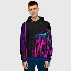 Толстовка-худи мужская Фиолетовые линии и нейроны, цвет: 3D-синий — фото 2