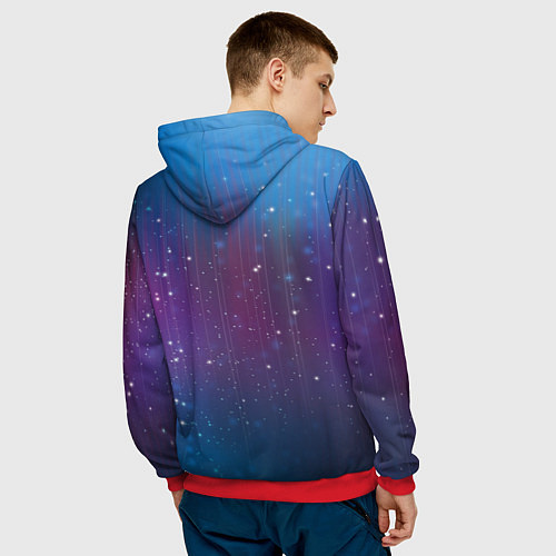 Мужская толстовка Космический дождь / 3D-Красный – фото 4