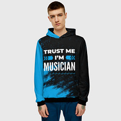 Толстовка-худи мужская Trust me Im musician dark, цвет: 3D-черный — фото 2
