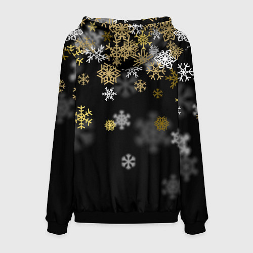 Мужская толстовка Золотые и белые снежинки / 3D-Черный – фото 2
