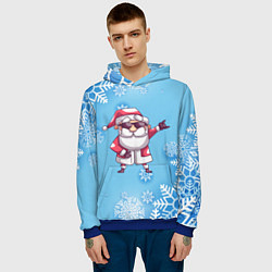 Толстовка-худи мужская Крутой Дед Мороз - снежинки, цвет: 3D-синий — фото 2