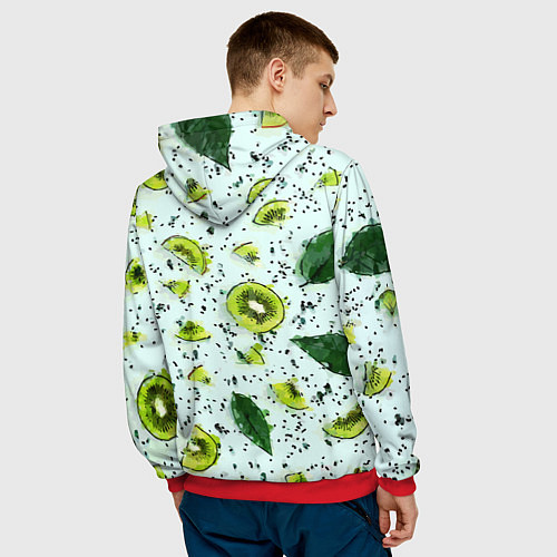 Мужская толстовка Киви мята ментол - акварель / 3D-Красный – фото 4