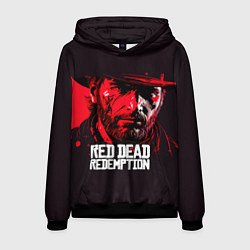 Толстовка-худи мужская Артур Морган, портрет, цвет: 3D-черный