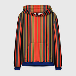 Толстовка-худи мужская Вертикальные полосы в оранжево-коричневых тонах, цвет: 3D-синий