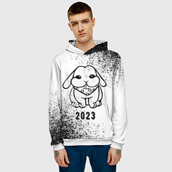 Толстовка-худи мужская 2023 Кролик с банданой на светлом, цвет: 3D-белый — фото 2