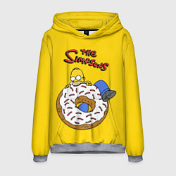 Толстовка-худи мужская Гомер Симпсон ест пончик, цвет: 3D-меланж