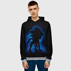 Толстовка-худи мужская Sonic - dark theme, цвет: 3D-меланж — фото 2