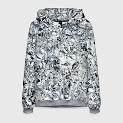 Толстовка-худи мужская Сверкающие кристаллы серебра, цвет: 3D-меланж