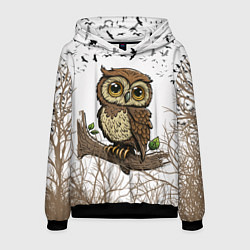 Толстовка-худи мужская Милая совушка, цвет: 3D-черный