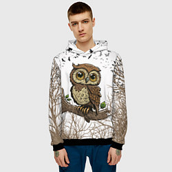 Толстовка-худи мужская Милая совушка, цвет: 3D-черный — фото 2