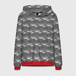 Толстовка-худи мужская Абстрактное множество серых металлических шаров, цвет: 3D-красный