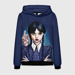 Толстовка-худи мужская Дочь Аддамсов - Уэнсдэй с рукой, цвет: 3D-черный