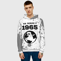 Толстовка-худи мужская На Земле с 1965: краска на светлом, цвет: 3D-белый — фото 2