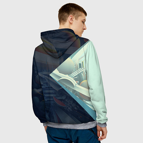 Мужская толстовка Космос в стиле кубизма / 3D-Меланж – фото 4