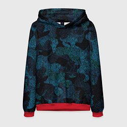 Толстовка-худи мужская Камуфляж тёмно-синий, цвет: 3D-красный