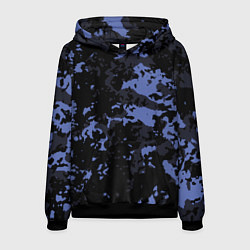 Толстовка-худи мужская Тёмно-синий камуфляж, цвет: 3D-черный
