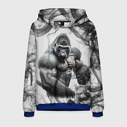 Толстовка-худи мужская Накаченная горилла, цвет: 3D-синий