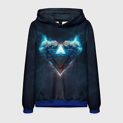 Толстовка-худи мужская Каменное сердце в синем неоновом электрическом све, цвет: 3D-синий